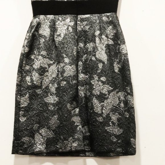 Silver/Pewter metallic brocade dress with black 🖤 - Picture 5 of 9